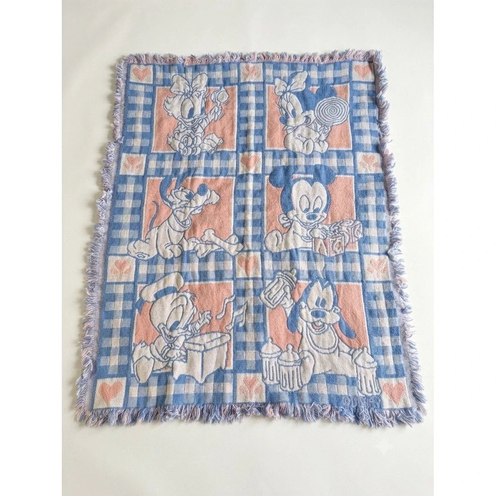 Vintage Disney Baby Tapestry Blanket Mickey Minnie Goofy Pluto Donald 42